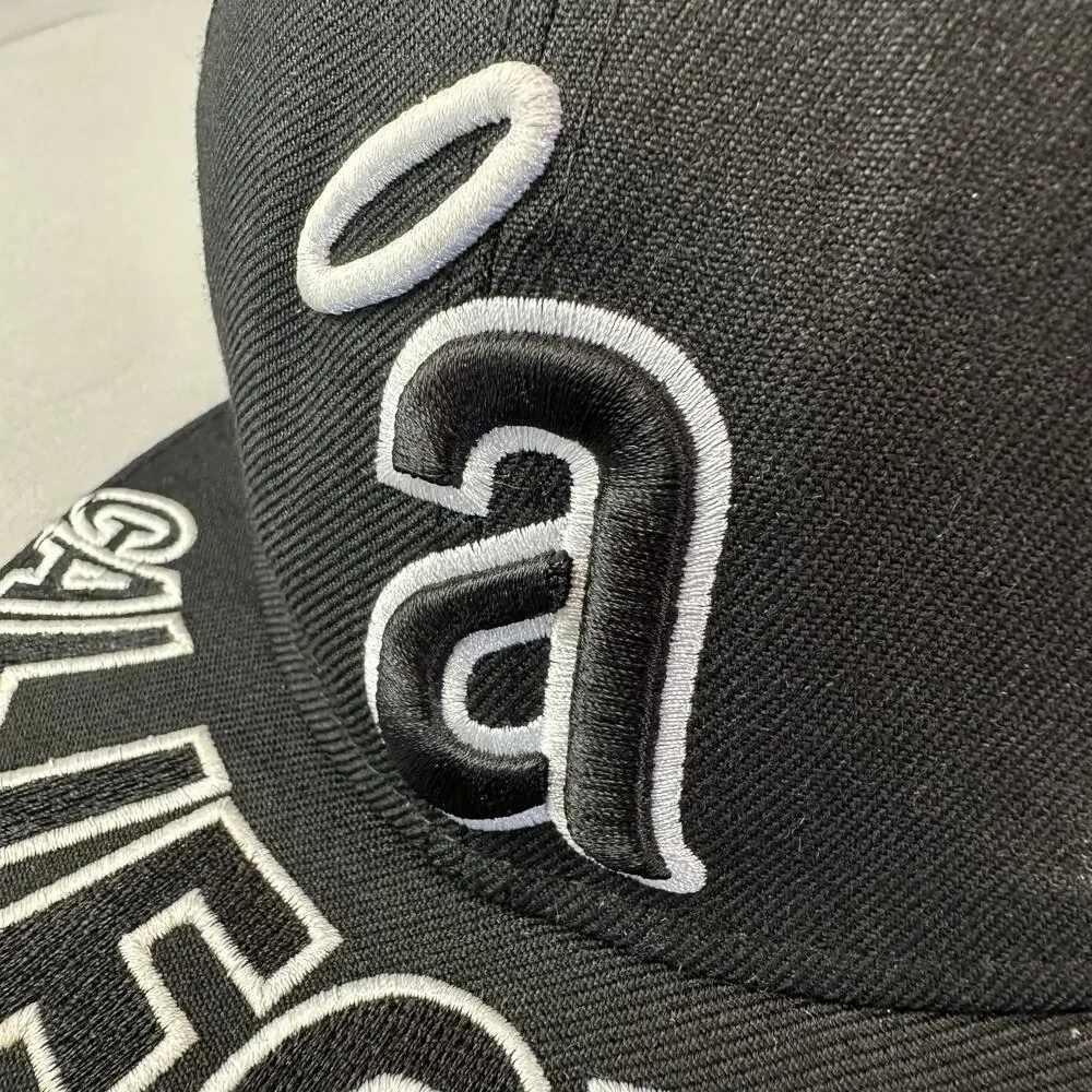 New Era California Angels Hat Cap Fitted Mens 6 7/8 Black MLB Cooperstown